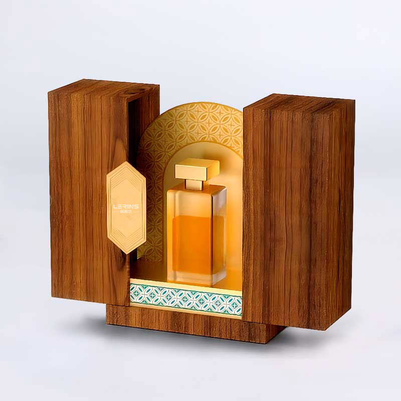 Kotak parfum retro biji kayu imitasi