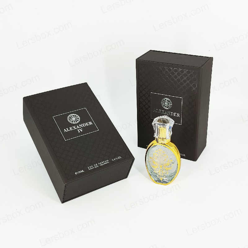 Kotak parfum bertingkat emas dengan tutup kaku dan sisipan EVA untuk presentasi mewah HP021