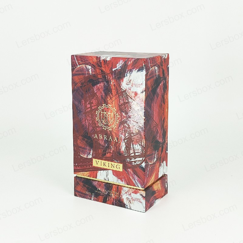 Kotak parfum foil emas dengan lapisan busa eva dan dasar kaku untuk kemasan premium HP023