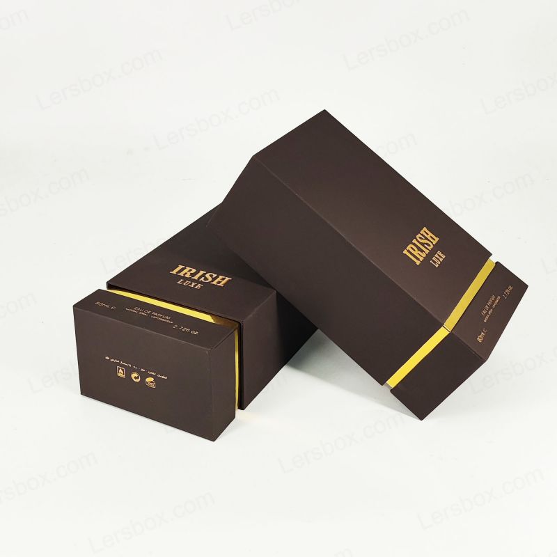 Kotak parfum canggih dengan foil emas khusus dan busa eva untuk tampilan wewangian yang aman HP028