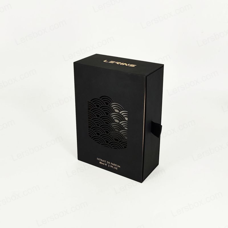 Kotak parfum premium dengan foil emas khusus, baki EVA, dan tutup kaku untuk perlindungan HP033