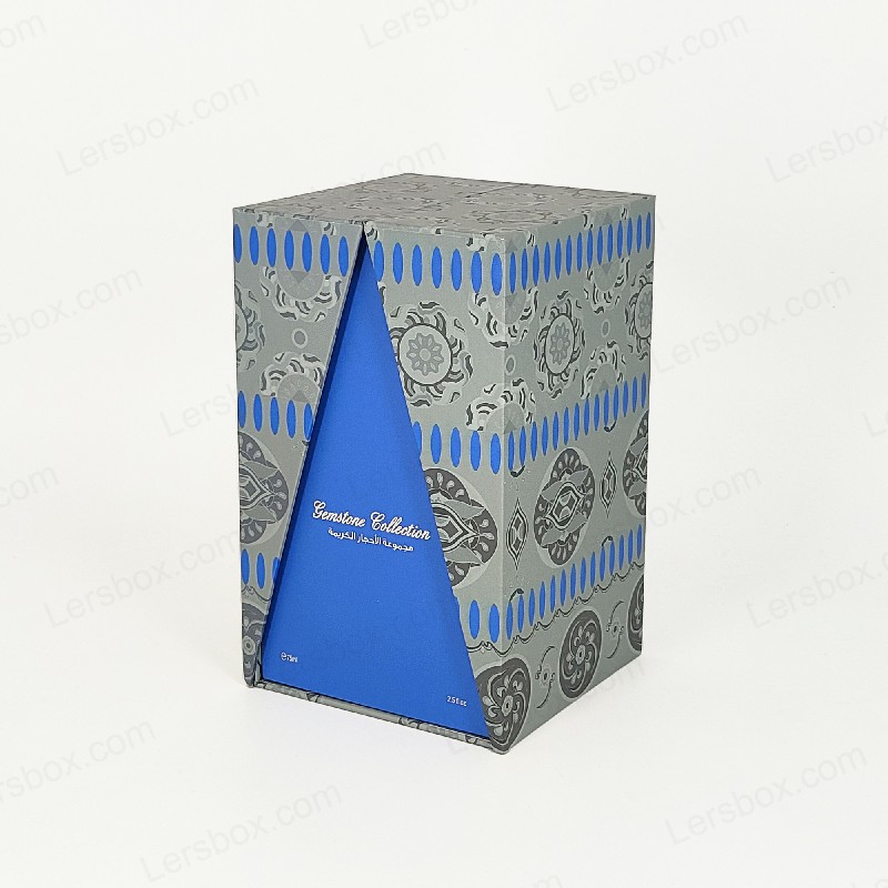 Kotak parfum foil emas premium dengan baki busa eva dan tutup kokoh dan desain dasar hp029