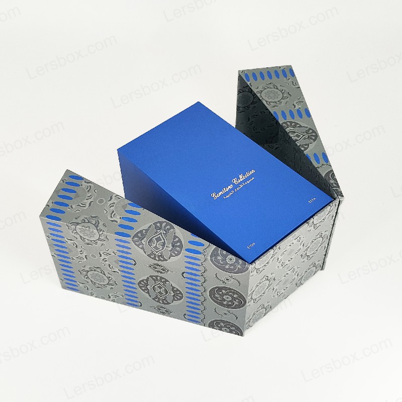 Kotak parfum foil emas premium dengan baki busa eva dan tutup kokoh dan desain dasar hp029