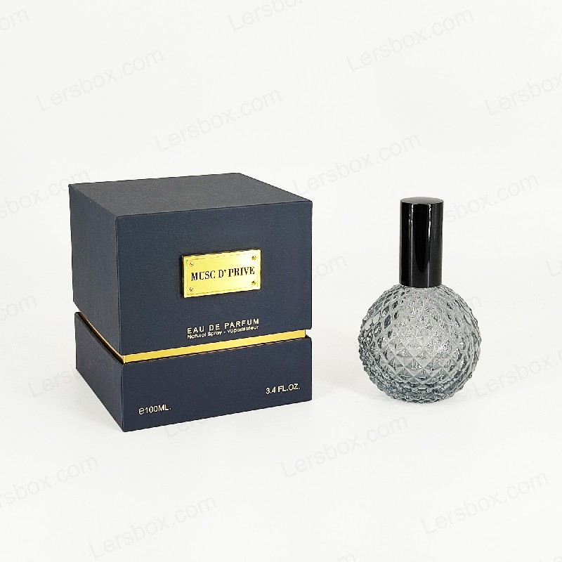 Kemasan parfum foil emas mewah dengan struktur kaku buatan tangan dan eva baki sisipan hp030