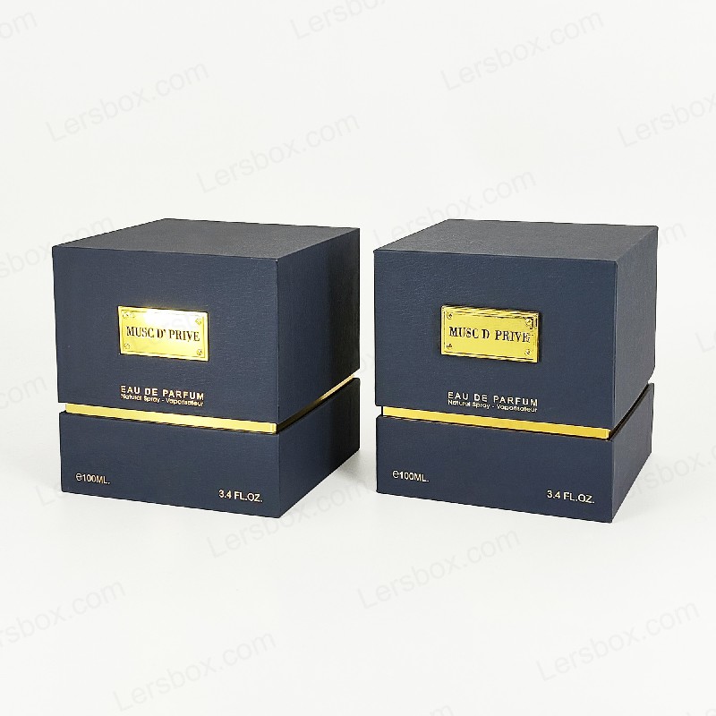 Kemasan parfum foil emas mewah dengan struktur kaku buatan tangan dan eva baki sisipan hp030